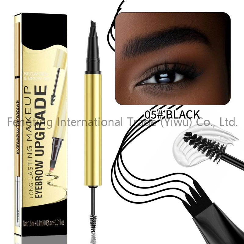 Manufacturer Professional Double Headed Sweat Resistant and Non Smudging Four Claw Liquid Eyebrow Pencil for Natural Three-Dimensional Eyebrows