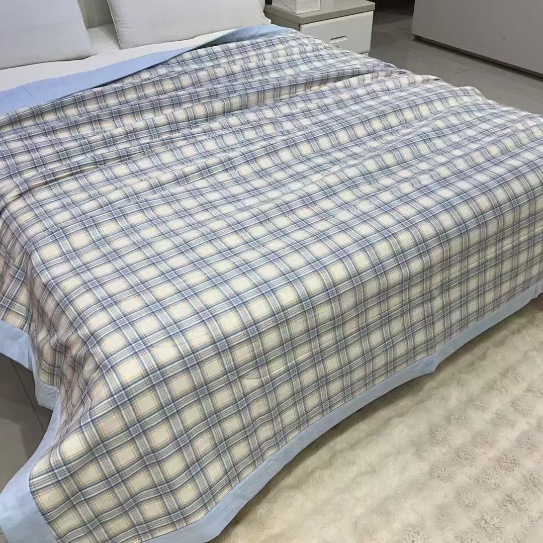 Hot - Selling High End Yarn Dyed Washed Cotton Air Conditioner Quilt for Summer