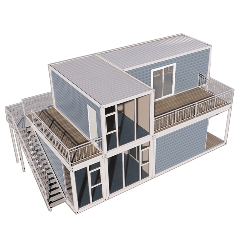 Fast Assembled Luxury 2 Stories Apartment Modular Flat Pack Container House with Kitchen Living Area and a Roof Terrace