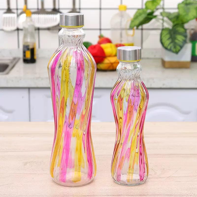 Стеклянная бутылка для воды 500 мл со стальной крышкой