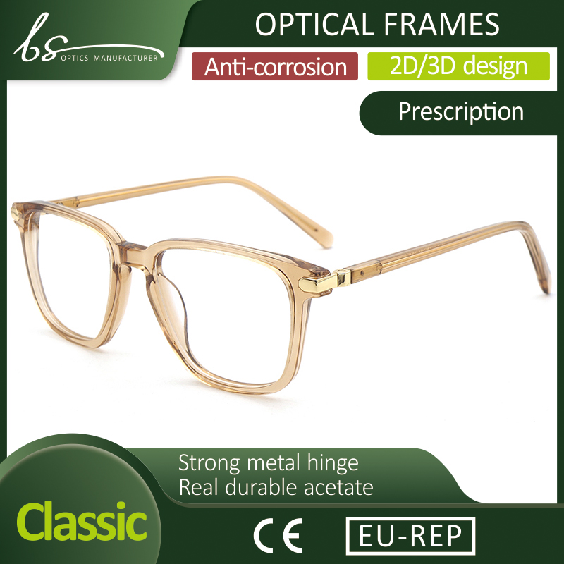 Square Frame Acetate Metal Handmade High Quality Classic Modern Cool Fashion Eyewear for Men