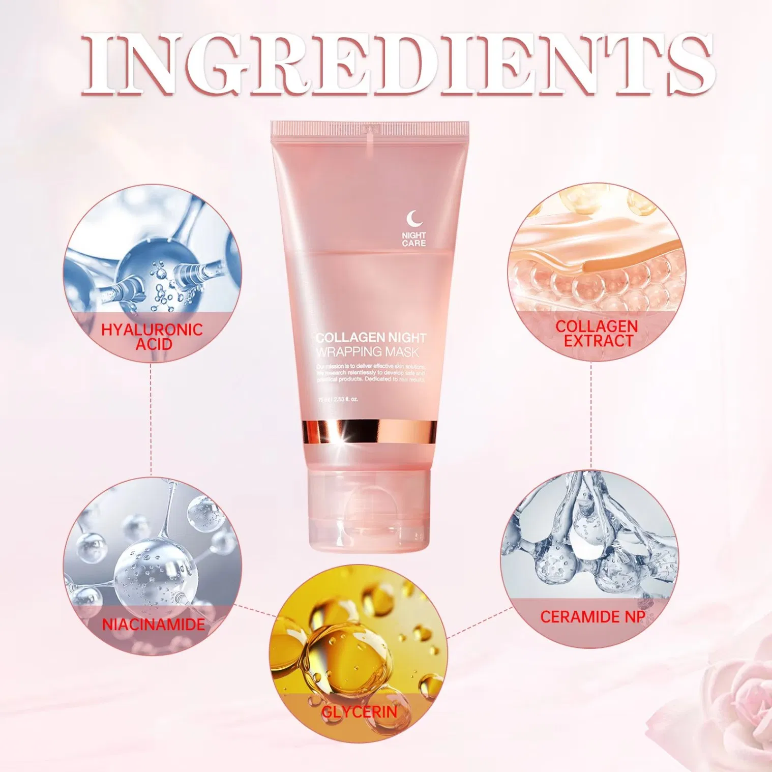 OEM Customized Collagen Night Wrapping Peel off Mask Facial Overnight Moisturizing Hydrating Smooth Face Skin Care Mask