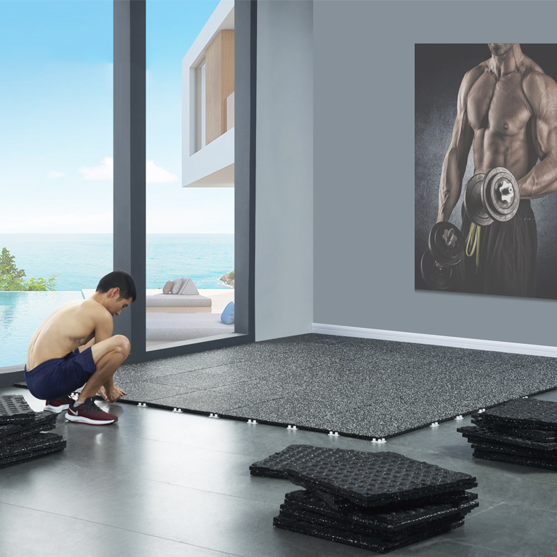 15mm Thick Rubber Gym Floor Mat Tiles, Premium Rubber Gym Mat Flooring, Commercial Rubber Floor Mat, Home Fitness Rubber Tile Floor