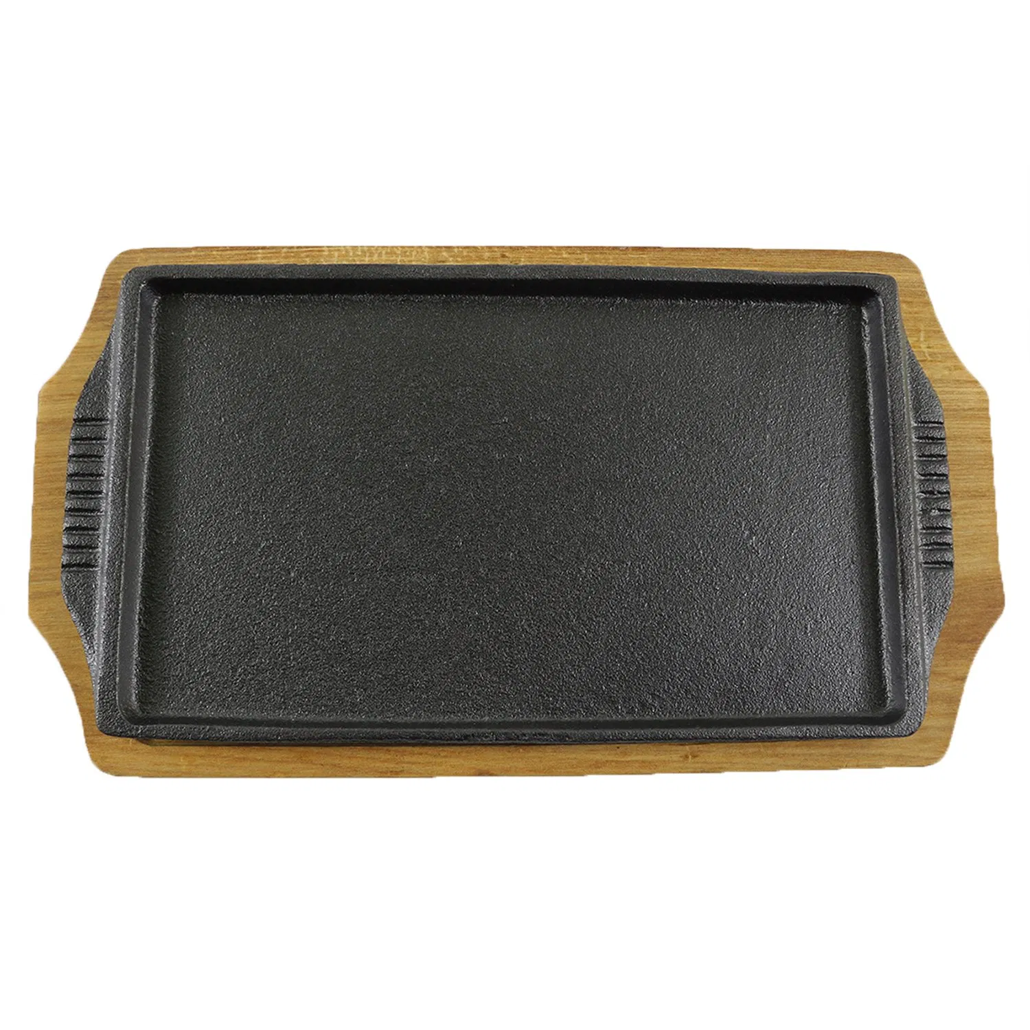 Чугунная сковорода с деревянной подставкой