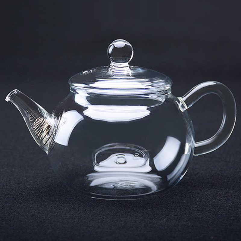 Clear Hand Made Glassware Heat Resistant Borosilicate Glass Kettle Teapot Pot with Stainless Steel Hanging Spring for Tableware
