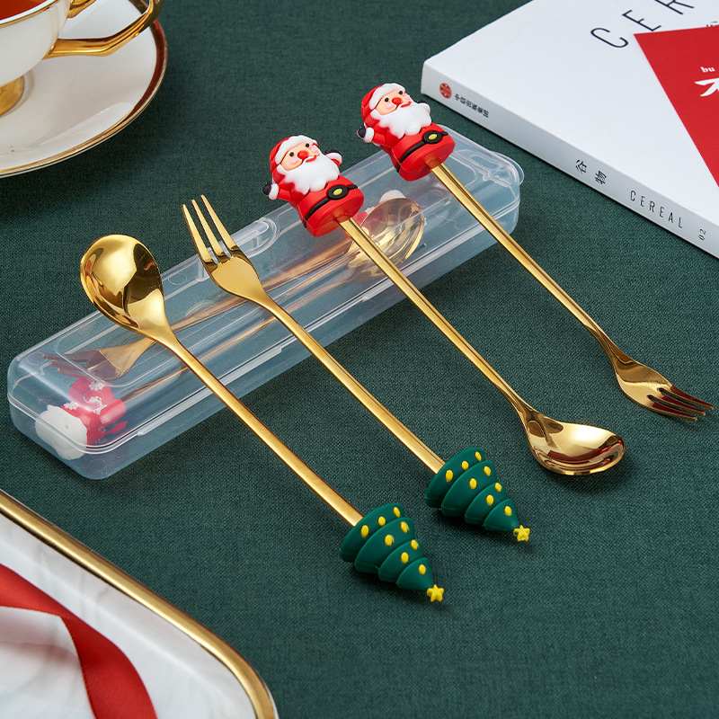 Stainless Steel High-Value Product Small Spoon, Coffee, Children's Dessert Stirring Rod, Ice Cream, Popsicle, Christmas Tableware.
