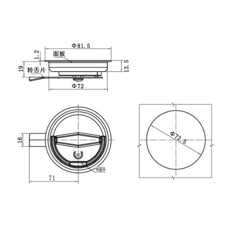 YH1182 Stainless Steel Circular Turning Lock Fire Box Door Lock Cabinet Lock Hydrant Box Reels Box Lock