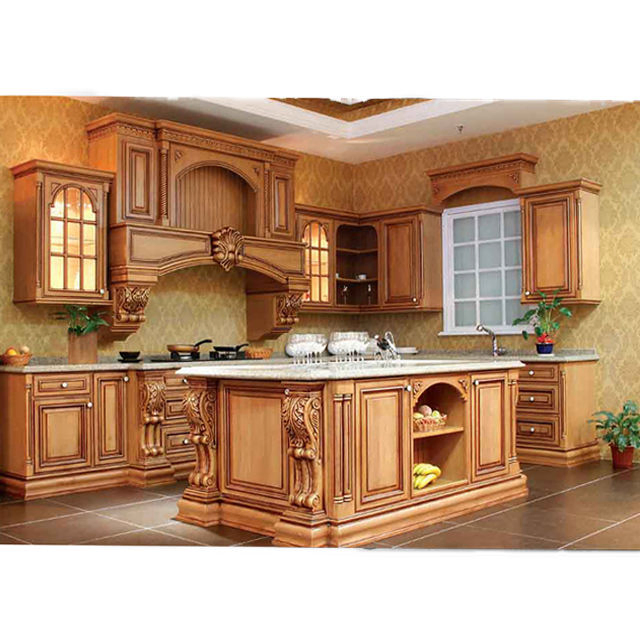 Elegant Classical Solid Wood Kitchen Cabinet Designs