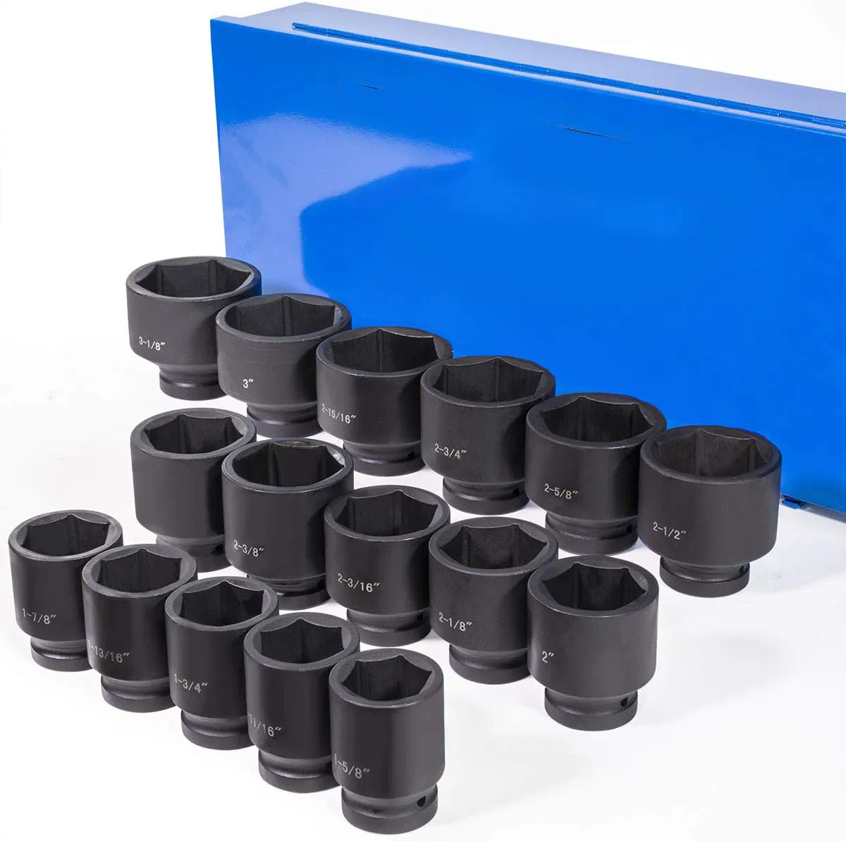 Головка ударная 1 дюйм, набор 21 шт, SAE, хром-молибден