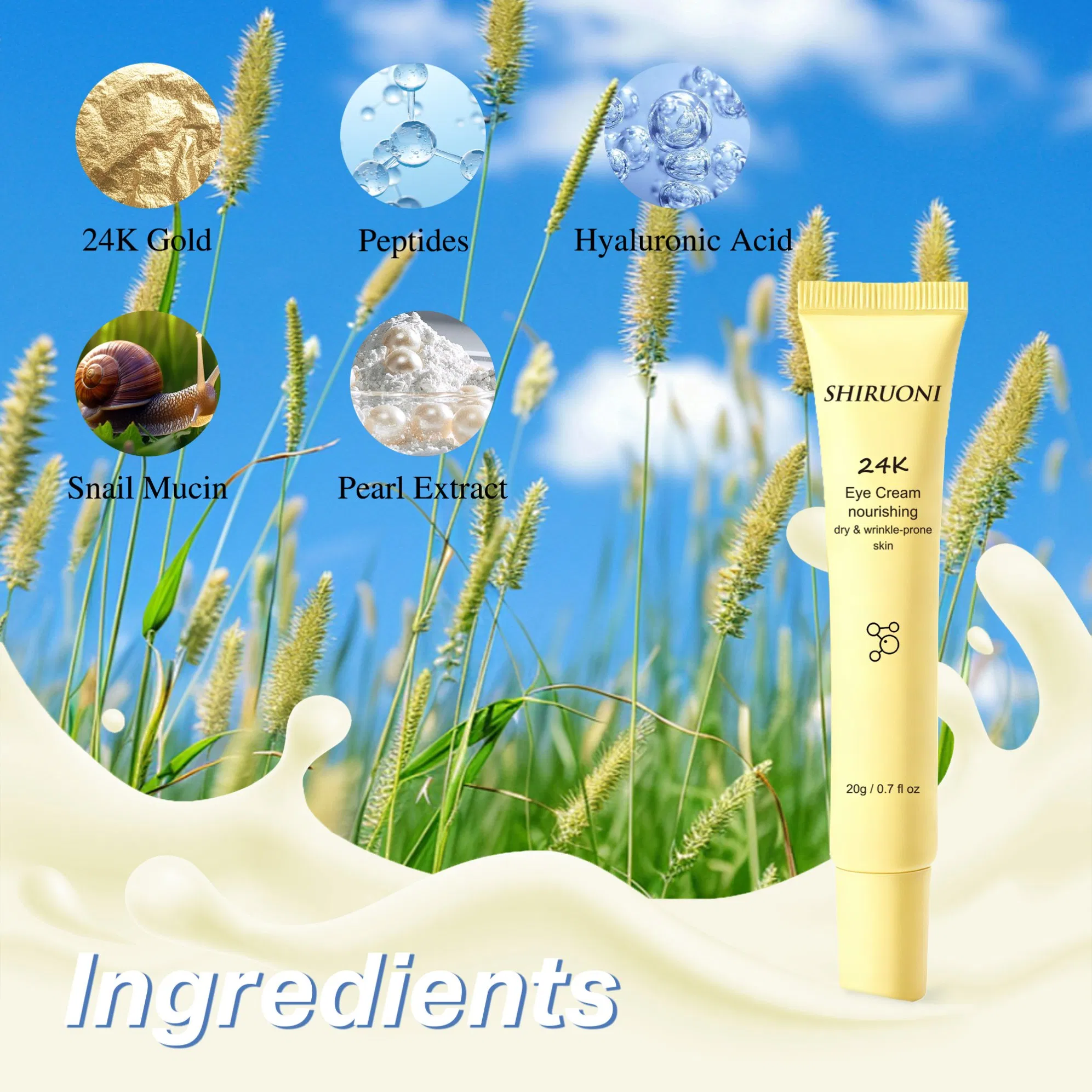 Wholesale Nourishing Moisturizing Lifting Firming Anti-Aging 24K Eye Cream for Skin Care