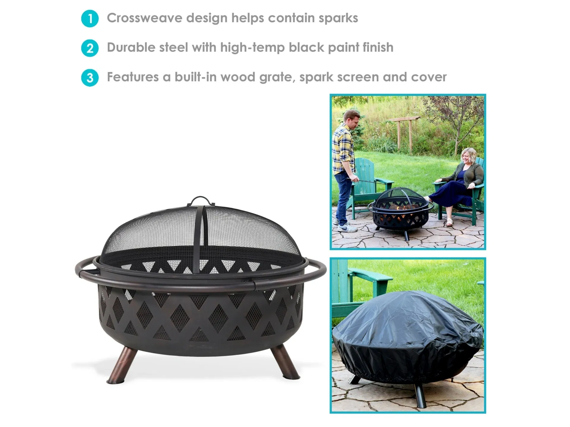 Factory Supply 30 Inch Steel Fire Pit Bronze Fire Bowl