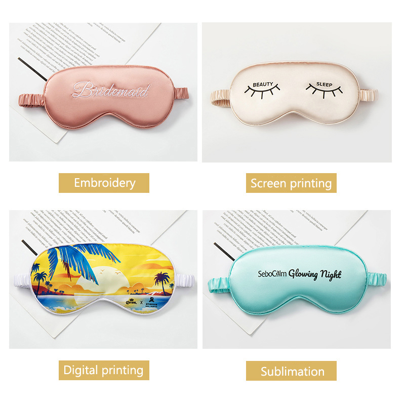Factory Direct Promotional Gift Travel Blinfolds Sleeping Silk Satin Eye Mask Customize Logo Embroidery Eye Mask