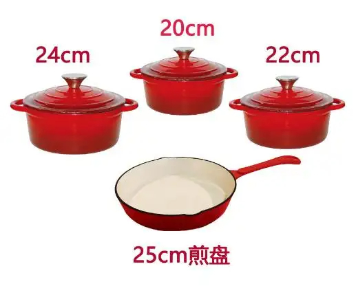 Heavy Duty Enameled Cast Iron Round Dutch Oven with Lid Pots and Pans Nonstick Cookware Set Cast Iron Pots