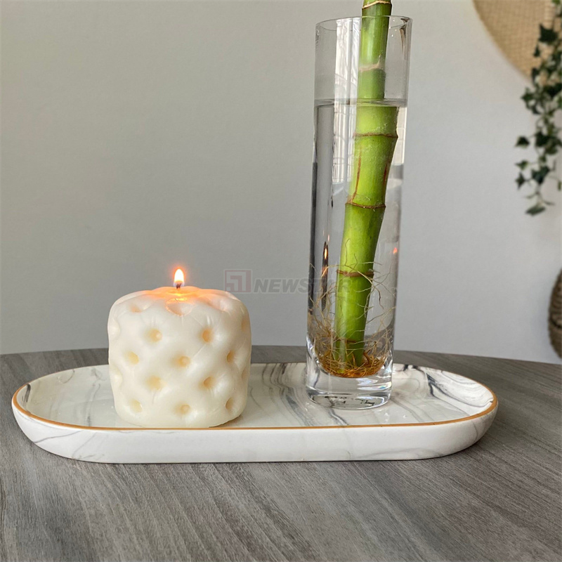Newstar Natural Marble Tray Coaster Ornaments Serving Platter Sweets Tray Travertine Tray