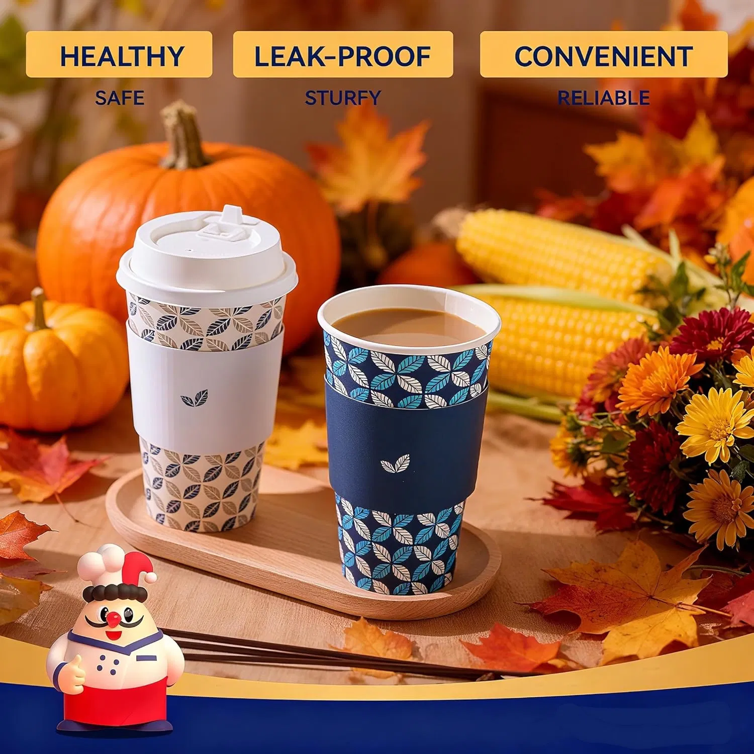 Бумажные стаканчики 16 oz для горячих напитков