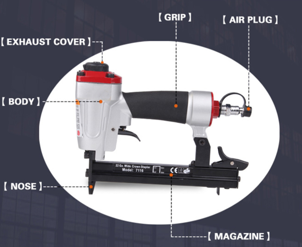 Пневматический степлер 7116 для мебели, 22 калибр