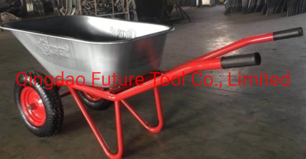 High Quality Russia Model Zinc Tray Two Wheels Wheelbarrow