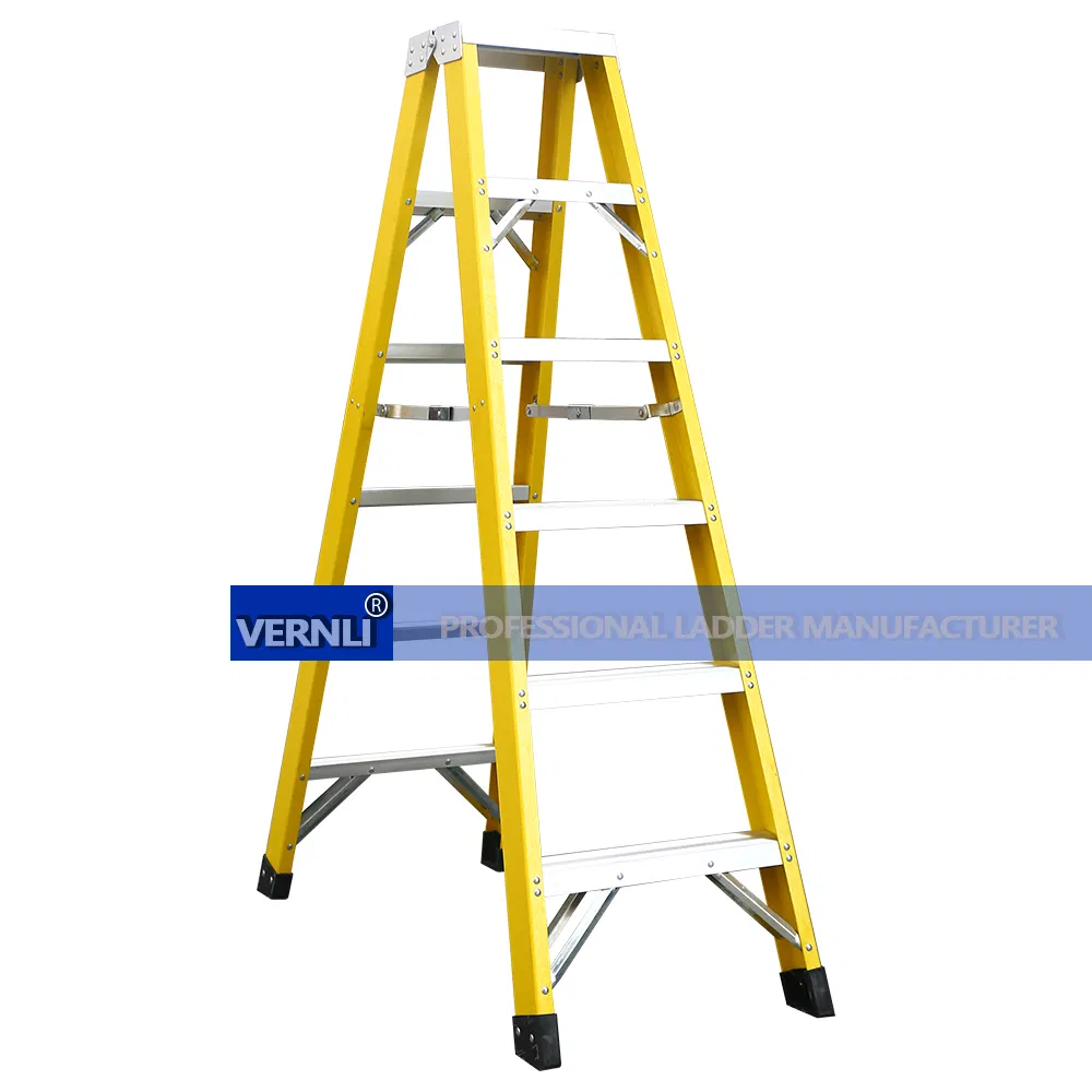 Best Seller 8FT Fiberglass Scissor Double Sided Stair Ladder with 150kg Loading and Double Rivets