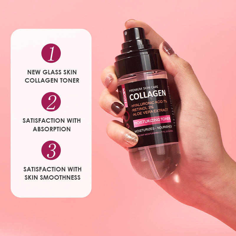 Wholesale Hyaluronic Acid 7% Retinol 3% Collagen Facial Toner Water Spray OEM Natural Moisturizing Brightening Repair Face Toner