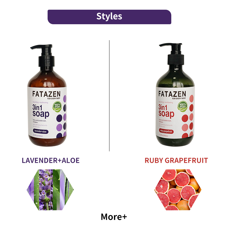 Natural Organic Bath 3-in-1 Soap Cleanser Lavender Aloe Vera Body Shower Gel