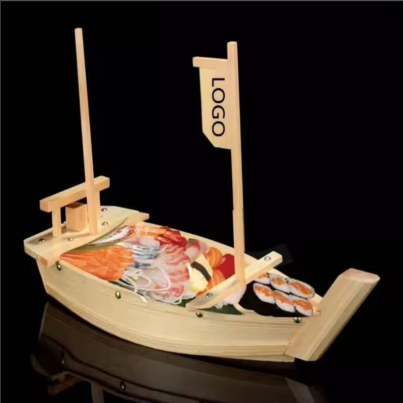 Natural Healthy Pinewood Eco-Friendly Japanese Luxury Wooden Sushi Boats
