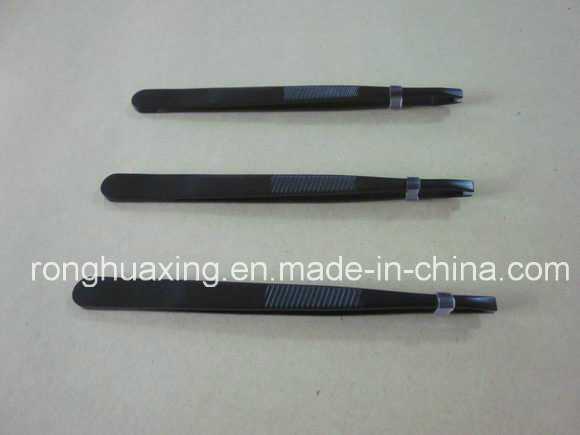 Cosmetic Tweezers in Black Color Paint Spraying Tw-208PP