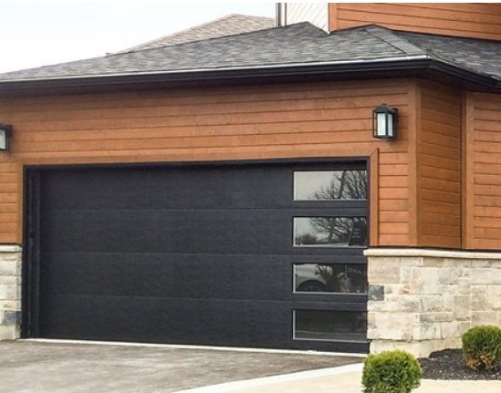 Factory Direct Wholesale Steel Smart Home Use Overhead Lift Sectional PU Foam Insulated Morden Wood Color Golden Oak Automatic Electrical Automatic Garage Door