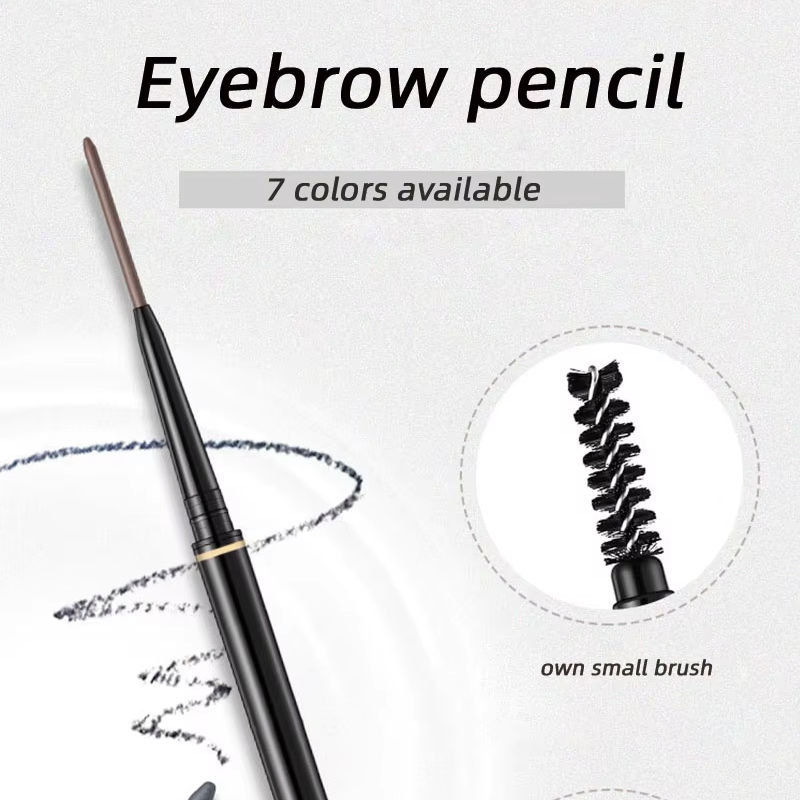Wholesale Waterproof Automatic Vegan Slim Double Eyebrow Liner Pen Retractable Eyebrow Pencil with Brush