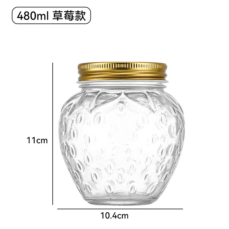 280ml-480ml Strawberry Orange Ketup Tomato Sauce Glass Storage Jam Jar with Tinplate Lid