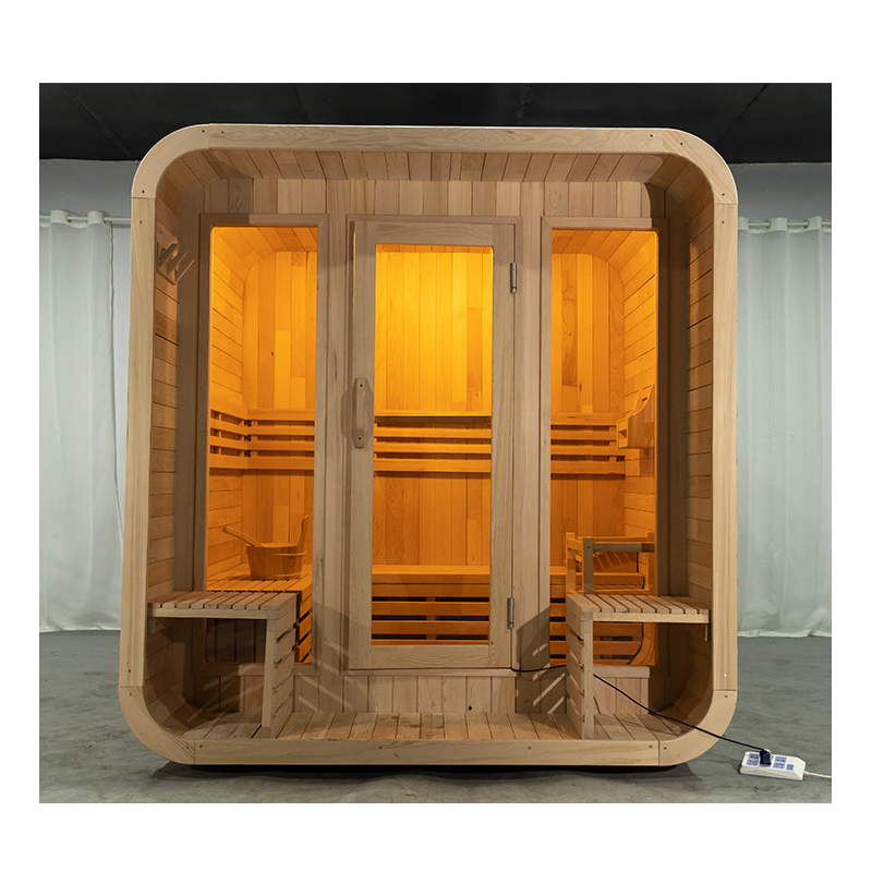 Factory Wholesale Outdoor Red Cedar Barrel Cube Sauna Room for 6 -8 People