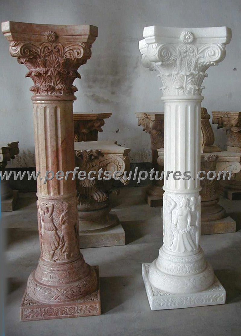 Antique Natural Stone Marble Limestone Columns for Garden Home Decoration (QCM089)