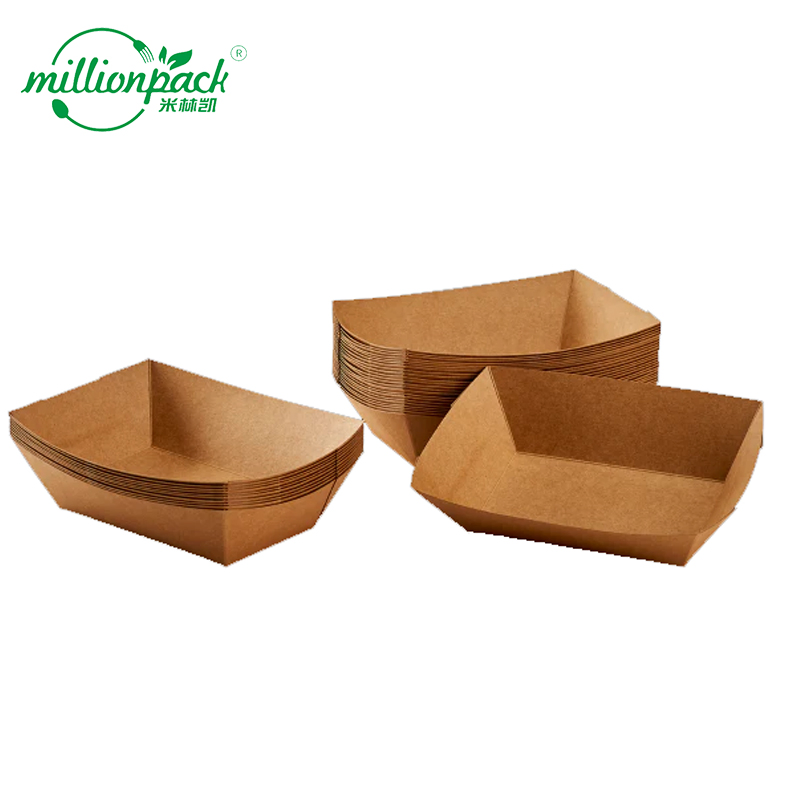 Custom Logo Disposable Kraft Food Tray for Brand Restaurant Packaging