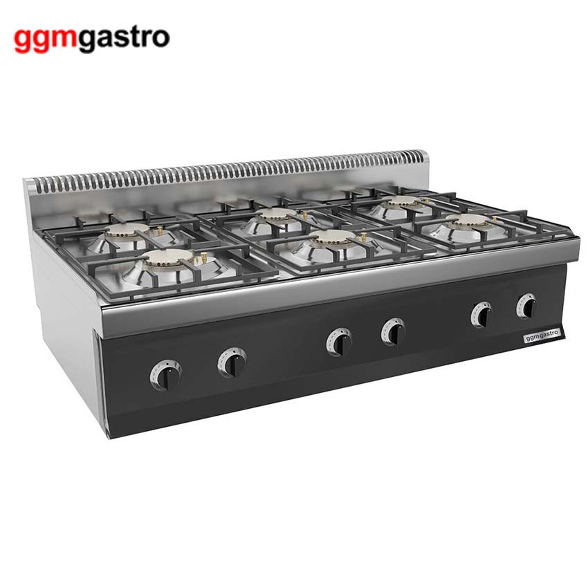 6 Burners Lotus Flame European Style Free Standing Gas Hob Kitchen Stove