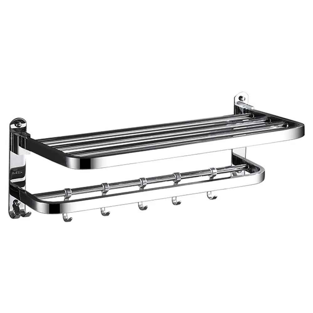 Rustproof Bathroom Organizer Space-Saving Wall Mounted Towel Holder Durable Design