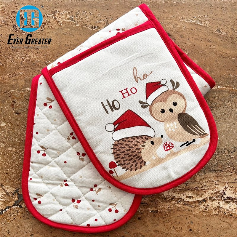 Premium Custom Cotton Christmas Oven Mitts Heat-Resistant Personalized Oven Mitts Set
