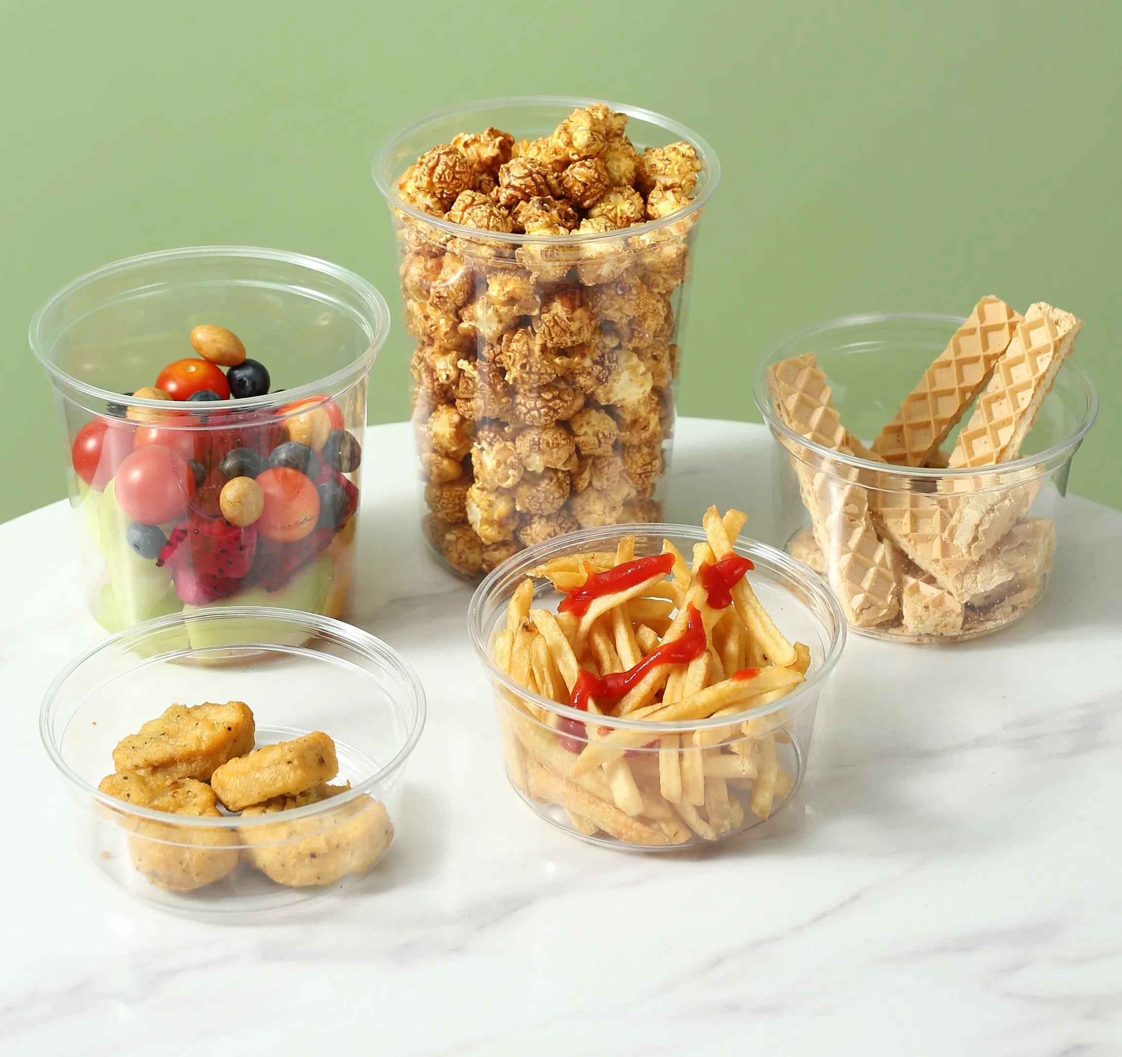 Factory Custom 12oz-16oz Pet/RPET Transparent Salad Bowl
