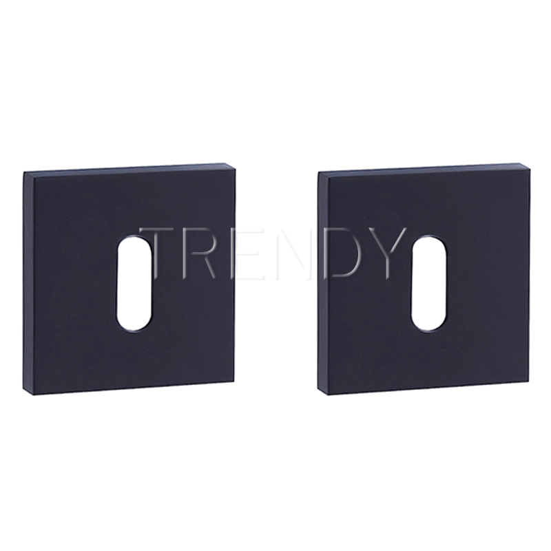 Black Door Lock Handle Hardware Zinc Alloy Square Cylinder Key Hole Lock Escutcheon (ZR25-CL)
