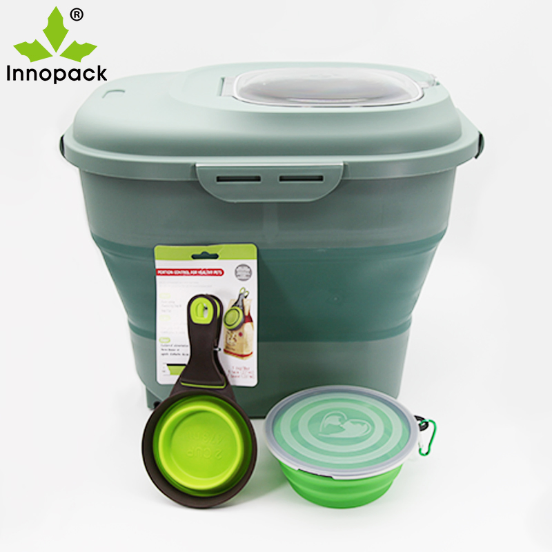 Insect and Moisture Resistant Dispenser Box with Folding Airtight Lock Cover for Rice Food Storage Containers