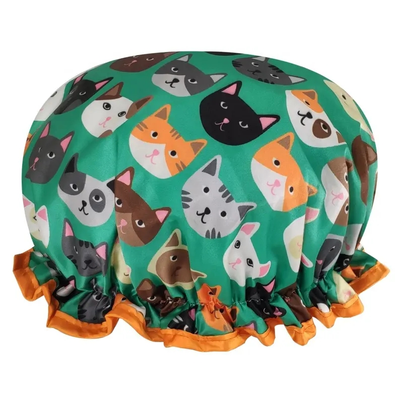 Factorydirect High Quality Cartoon Shower Caps Cats Shower Cap