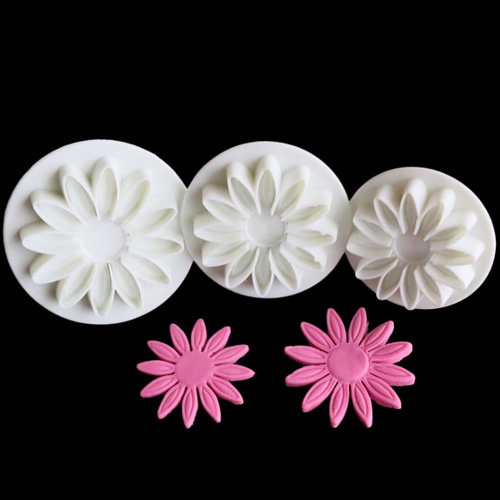 3PCS Plastic Sunflower Fondant Tools Cake Embosser Baking Supplies Cake Decorating Plunger Cutter