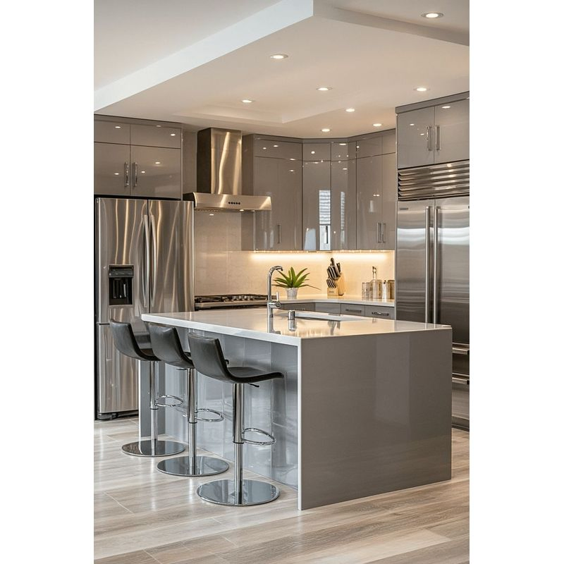 Modern Profile Personalized Plywood Lacquered Finish Durable Eco-Friendly Kitchen Cabibet