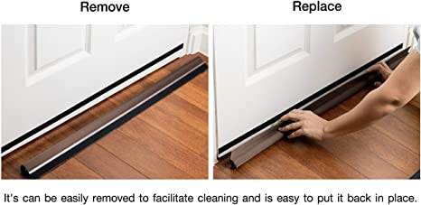 Single Sided Door Insulator with Hook and Loop Self Adhesive Tape Seal Fits Bottom of Door