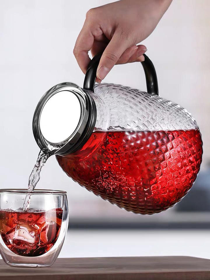 Glass Jug with Lid Iced Tea Pitcher Water Jug Hot Cold Water Ice Tea Wine Coffee Milk and Juice