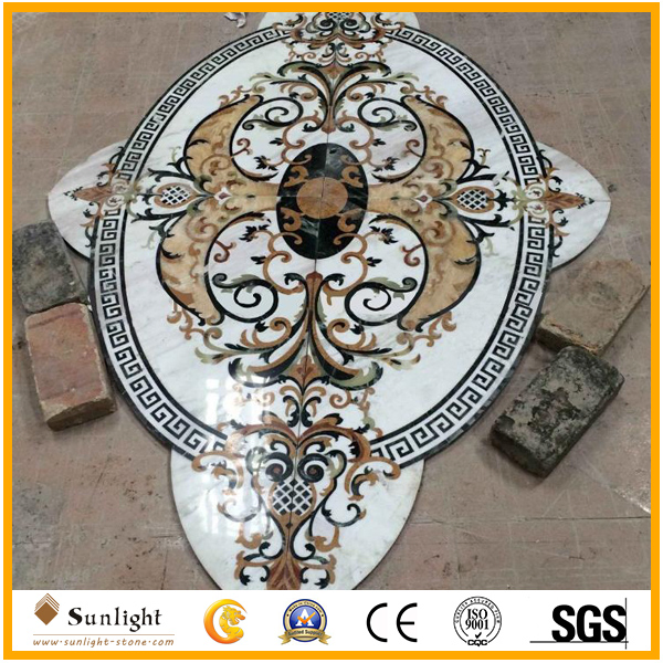 Round Inlay Natural Marble Stone Waterjet Medallion, Medallion Pattern