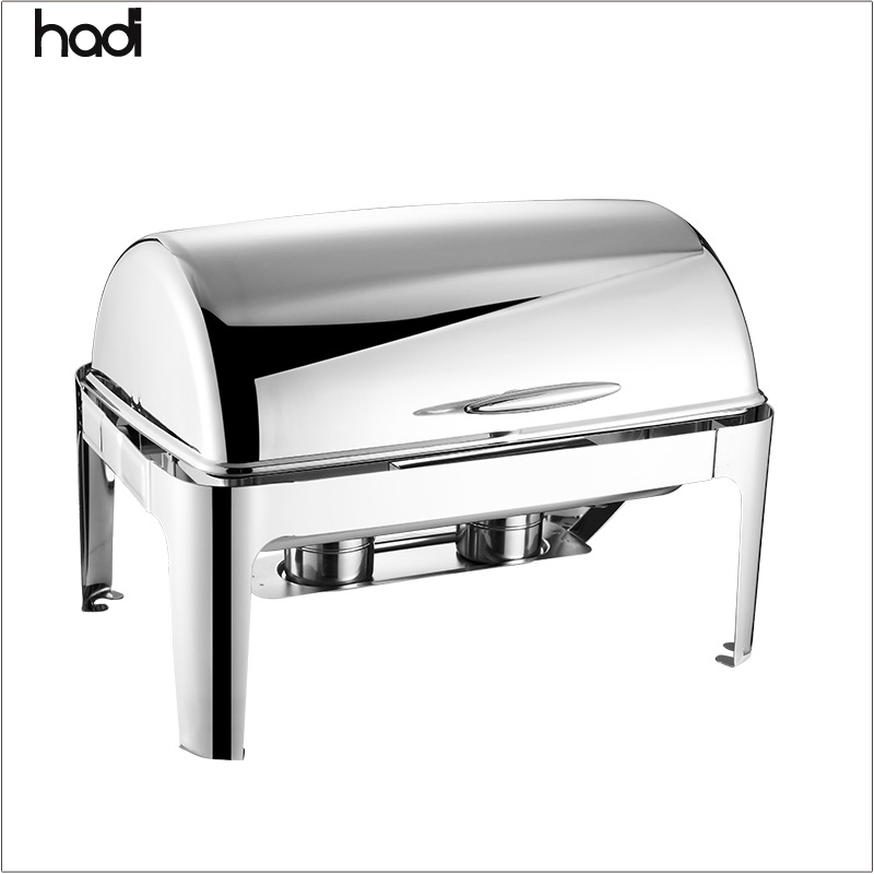 9 Quart Stainless Rectangular Chafer Buffet Food Warmer Oblong Roll Top Chafing Dish Set Restaurant Kitchen Hotel Supplies