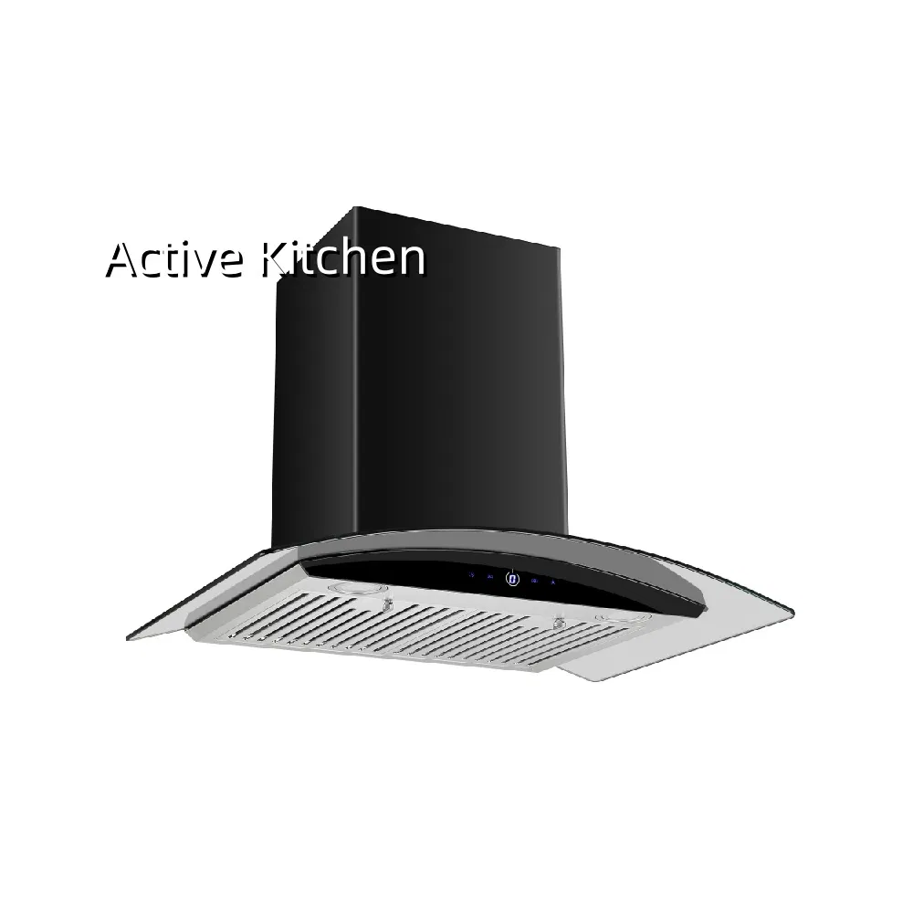 Adjustable Lighting Extractor Hood Ductless Range Hood Curved Glass Hood Kitchen Energy Efficiency Range Hoods