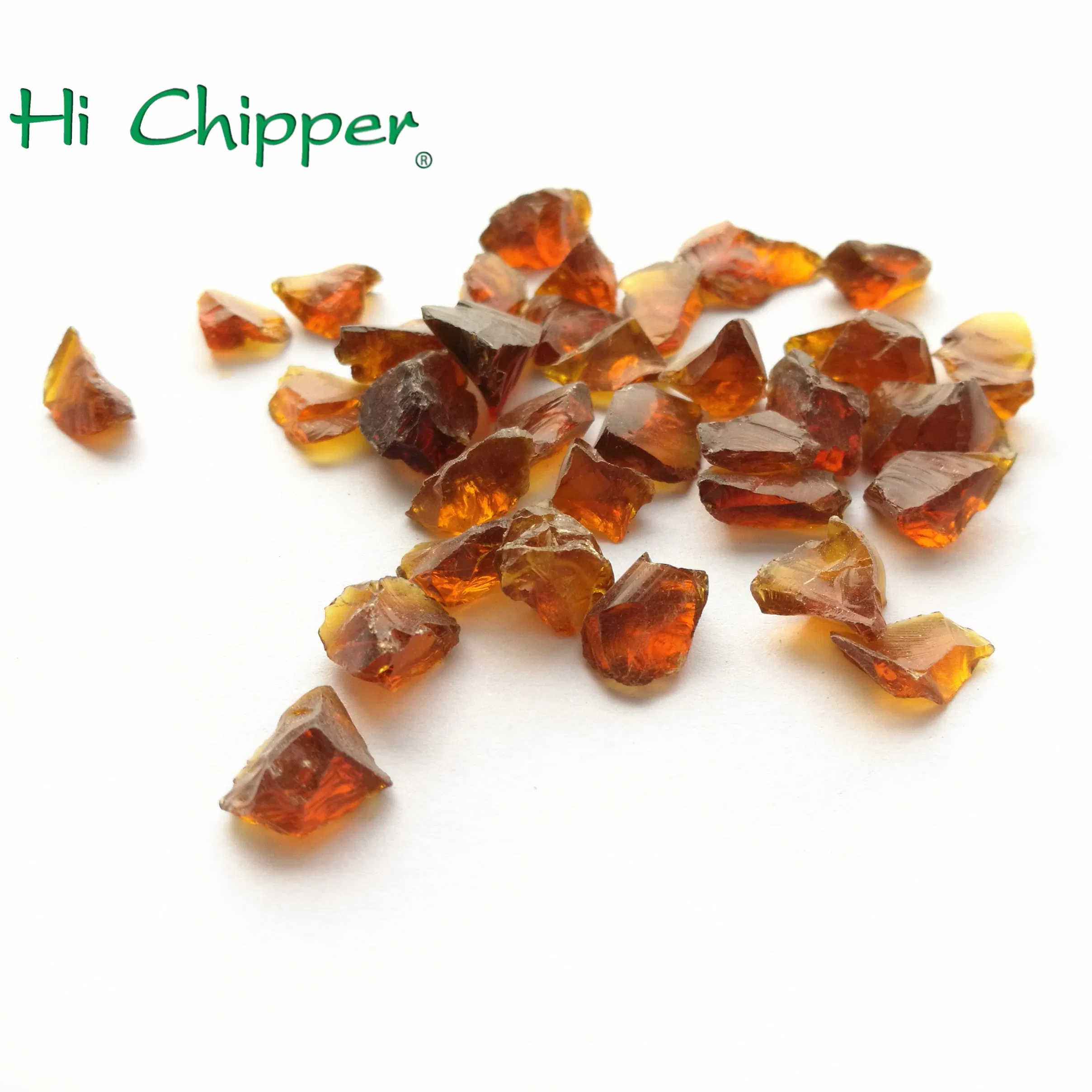 Fire Pit Amber Colored Glass Rocks for Outdoor Decoration