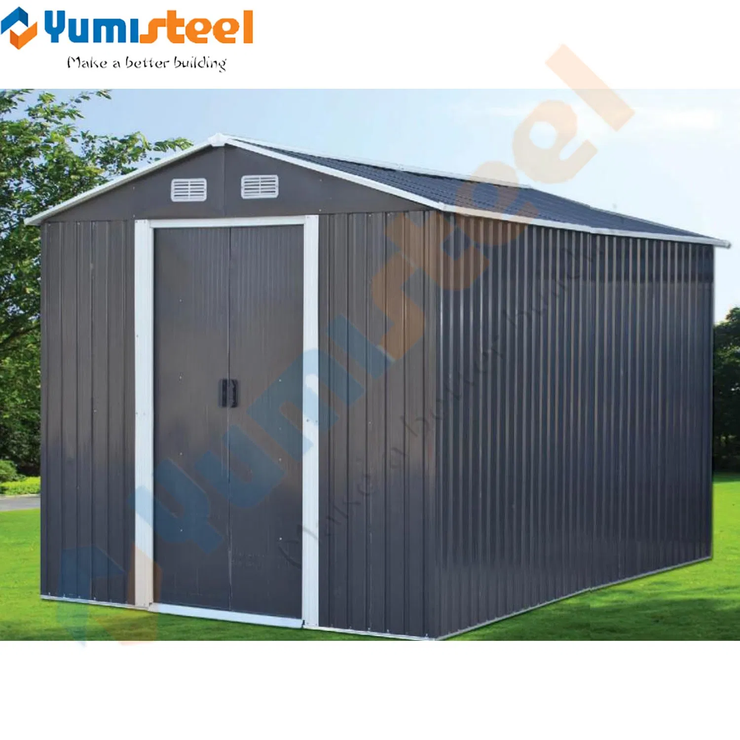Galvanized Outdoor Metal Garden Storage Shed for Backyard