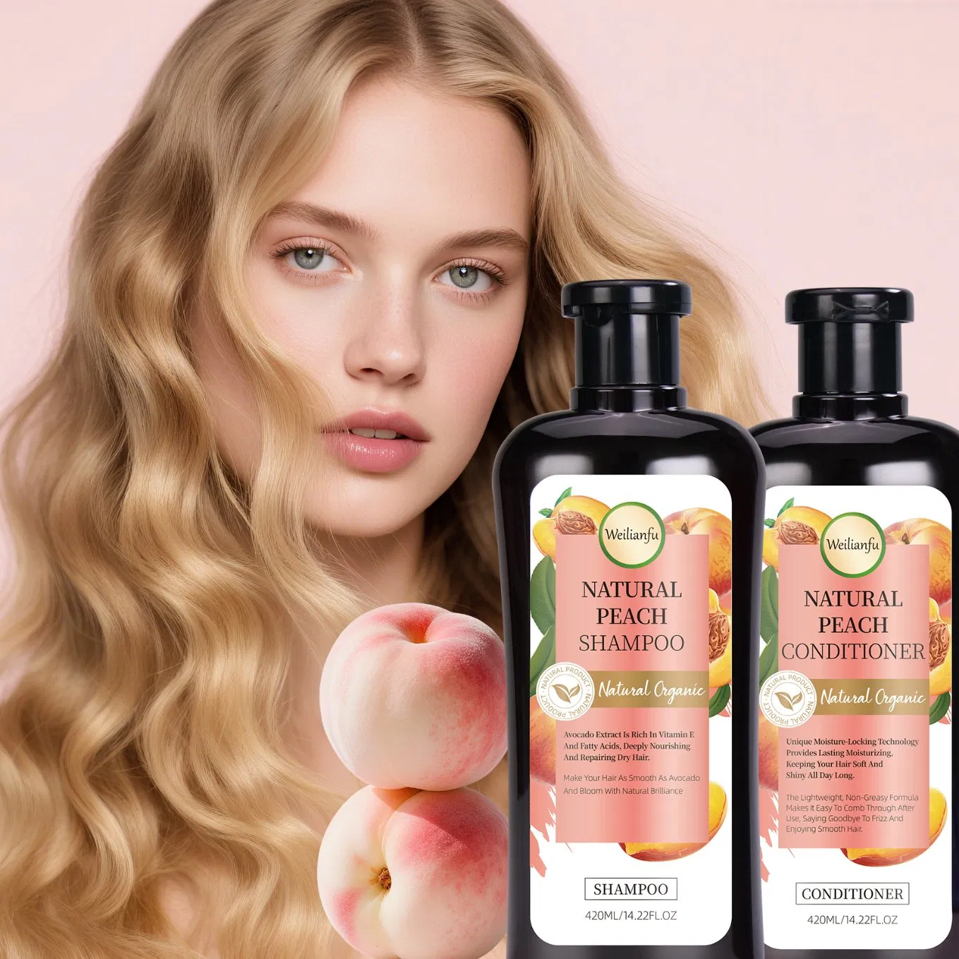 Peach Shampoo Set Moisturizing Shampoo for Dry Hair Smooth & Nourishing Formula for Healthy Locks Salon Quality Hydration