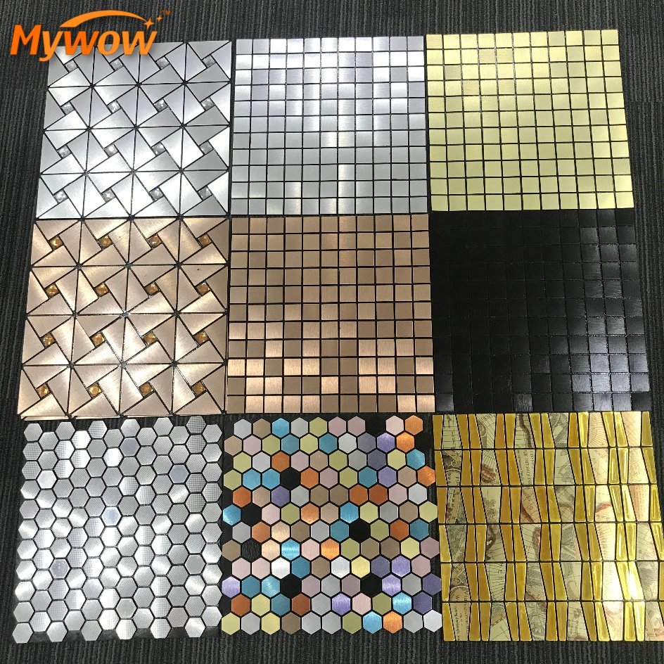 Waterproof Feature Bathroom Wall Decor Tile Aluminum Metal Mosaic Tile